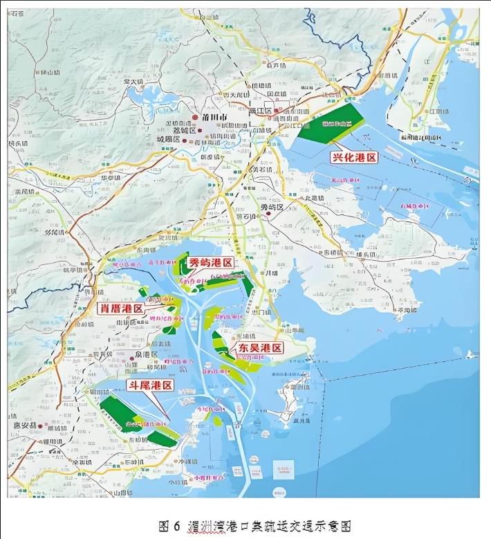 莆田市湄洲湾港运分布图