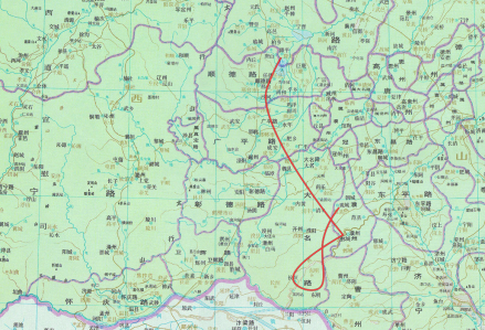 答失八都鲁进兵及退兵路线示意图
