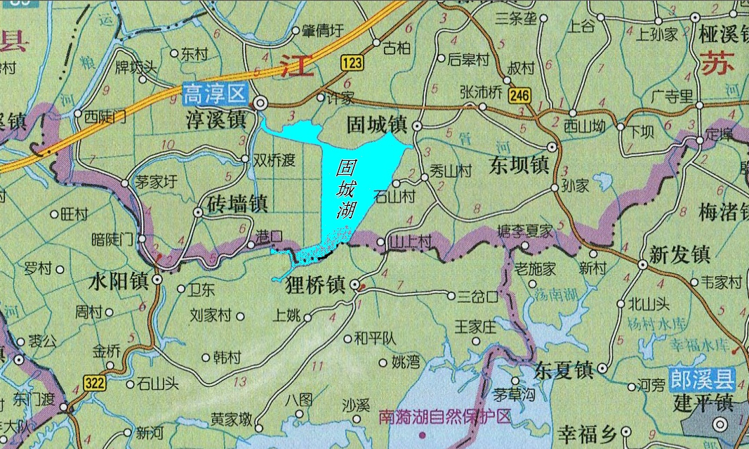 固城湖境域及水系图