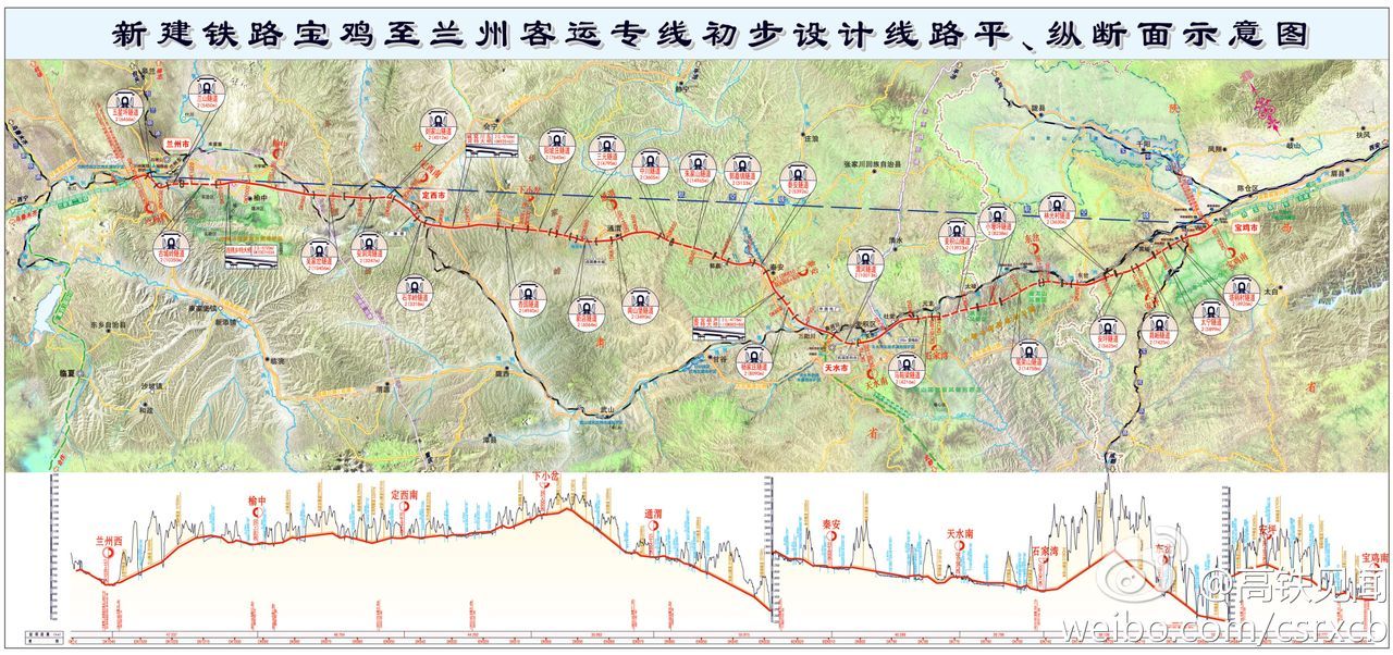 宝兰高速铁路线路走向示意图