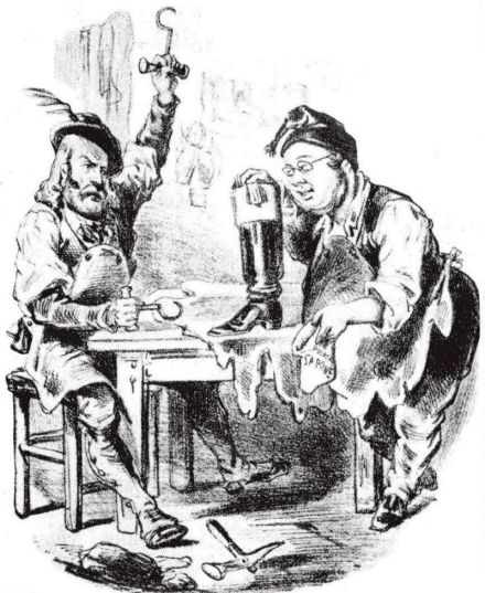 1861年描绘加富尔（右）与加里波第的政治漫画