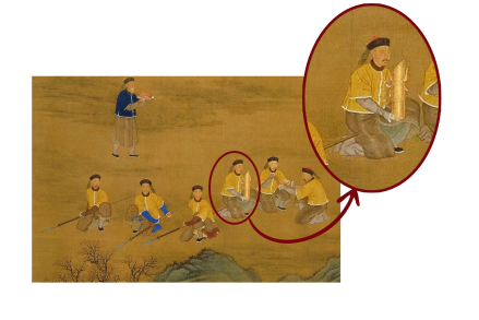 郎世宁乾隆皇帝围猎聚餐图轴（局部）