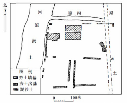 东周王城宫殿区西侧的涧河故道、北侧的城壕及其内的夯土墙 