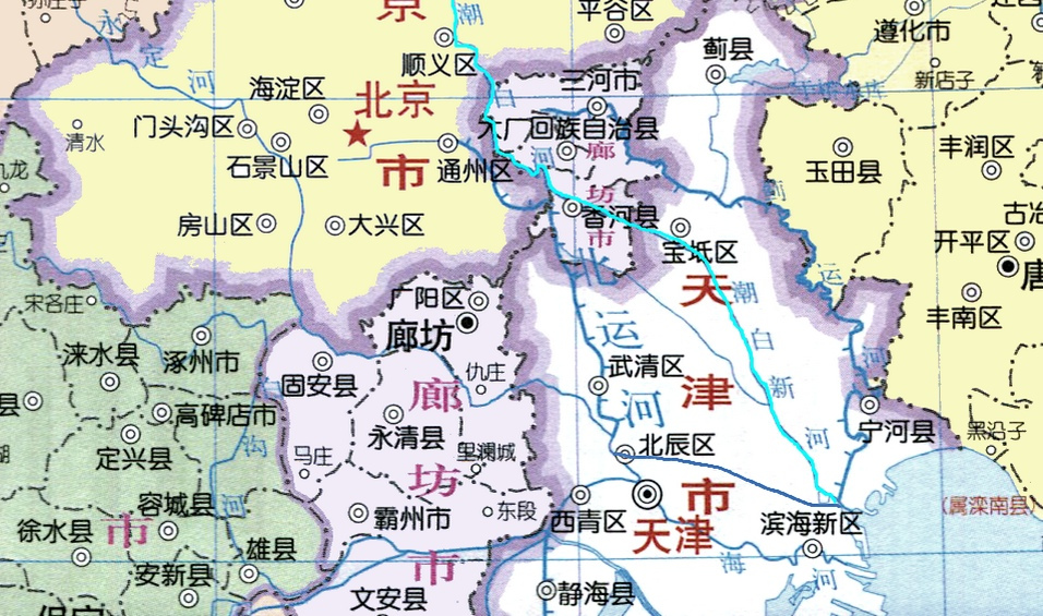 潮白河干流走向图