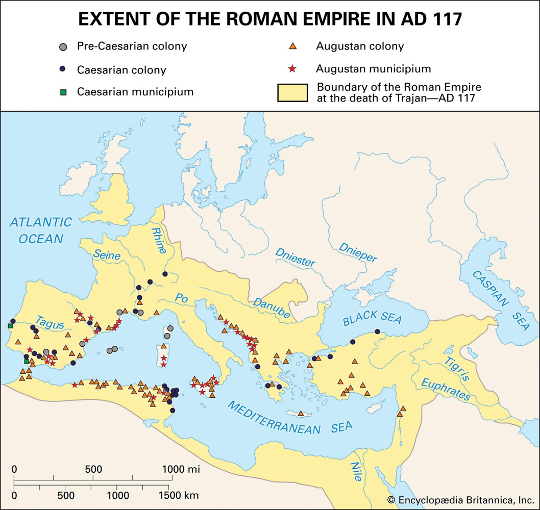 117年的罗马帝国版图 
