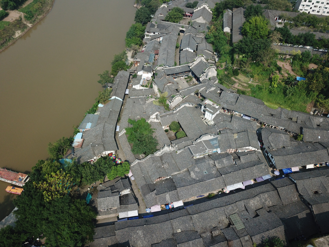 航拍仙市古镇2