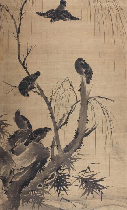明 陈淳《花鸟图》轴