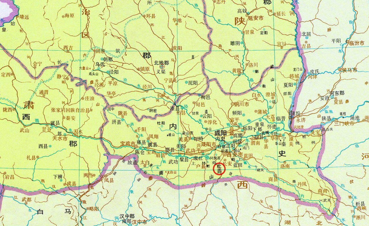 秦关中诸郡地图（局部）【杜县】 