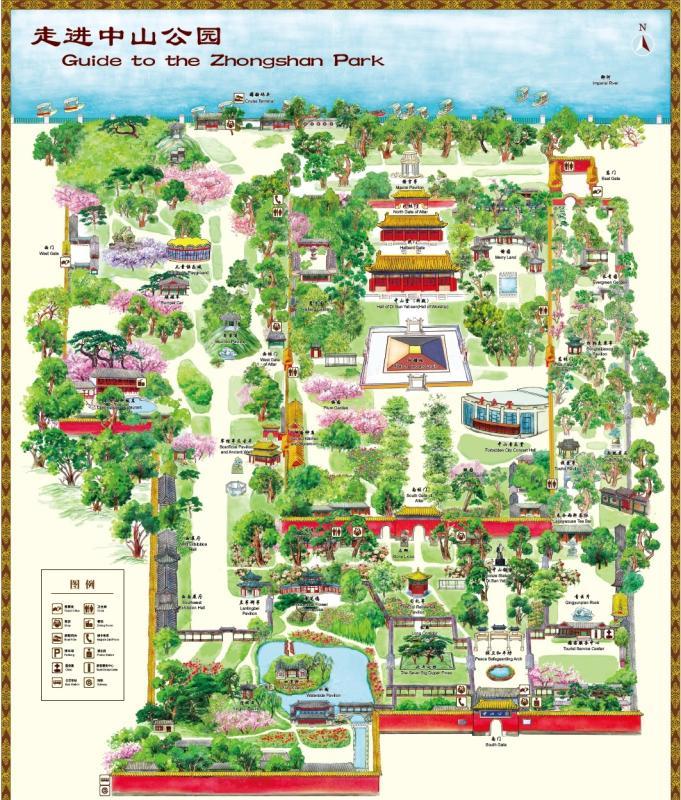 北京中山公园导游示意图