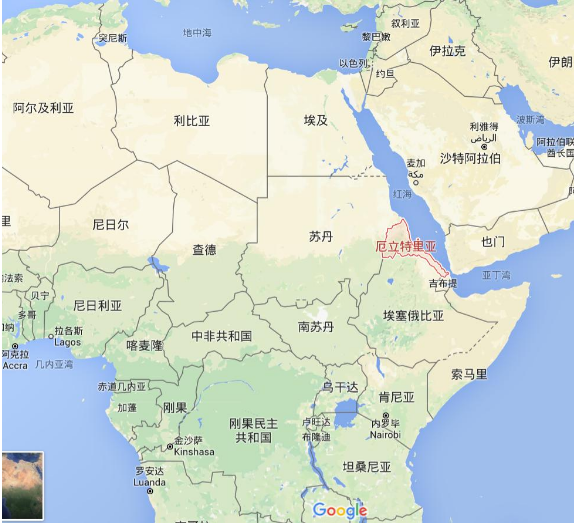 厄立特里亚位置图