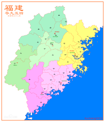 954年的闽国地图