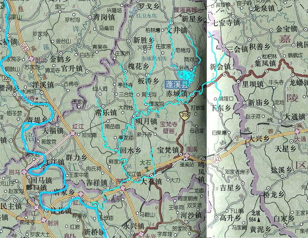 芝溪（蓬溪河）的位置及水系构成