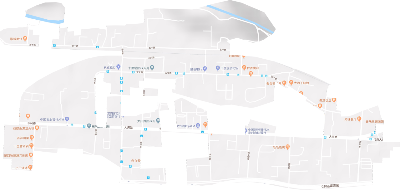 十里铺街道地形图