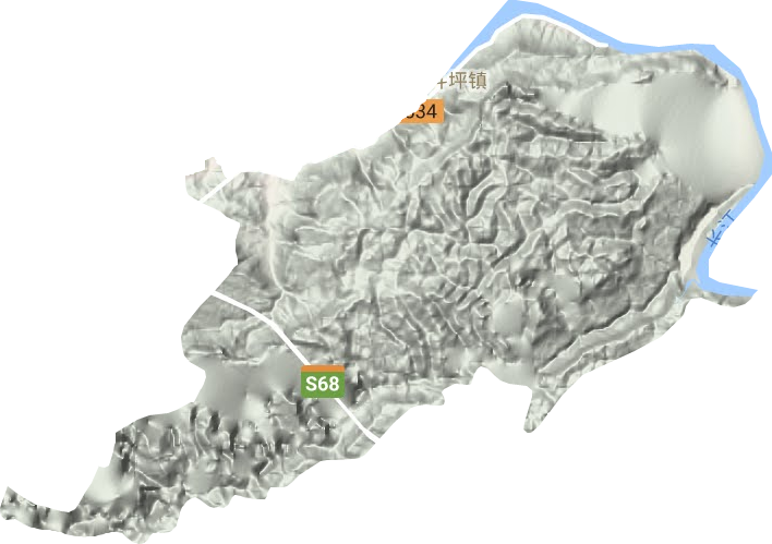 三斗坪镇地形图