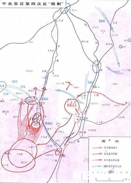 中央革命根据地第四次反围剿示意图