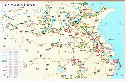 金军进攻及撤退方向
