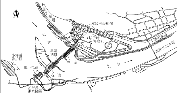 三峡大坝平面布置图