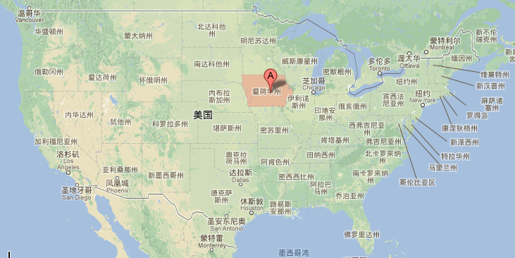 艾奥瓦州的地理位置