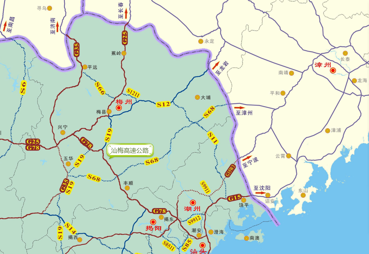 汕梅高速公路区位