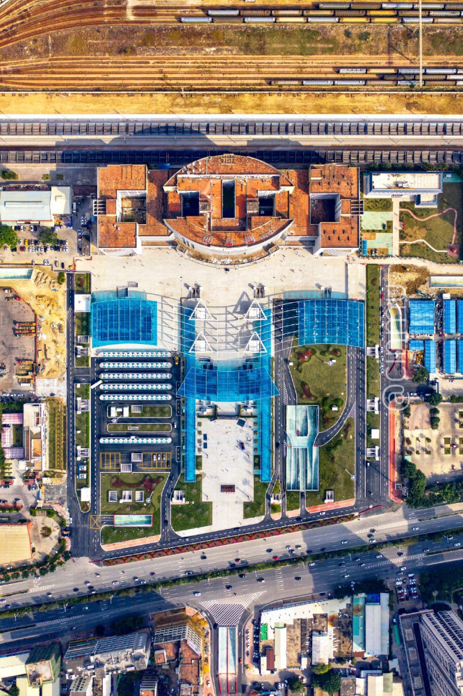 汕头站站前广场航拍图