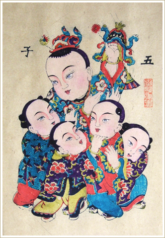 孝五子门神 