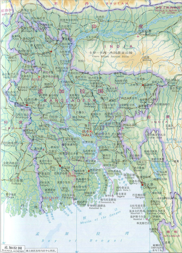 孟加拉国地形图