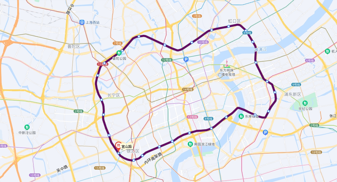 上海地铁4号线线路走向图