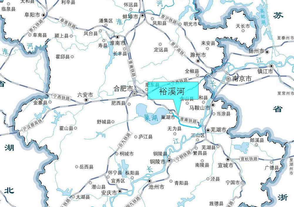 裕溪河在长江流域的位置
