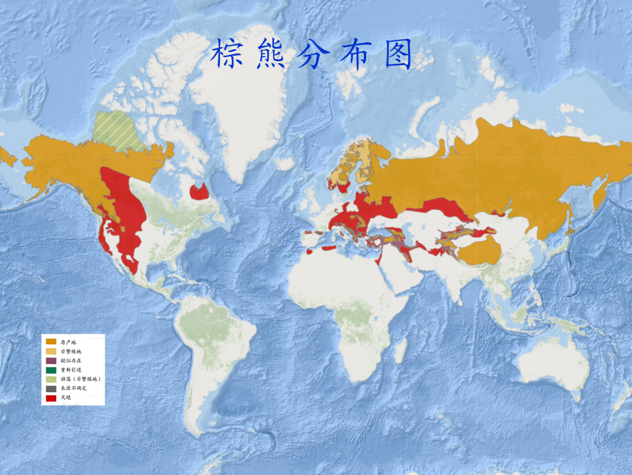 棕熊分布图 