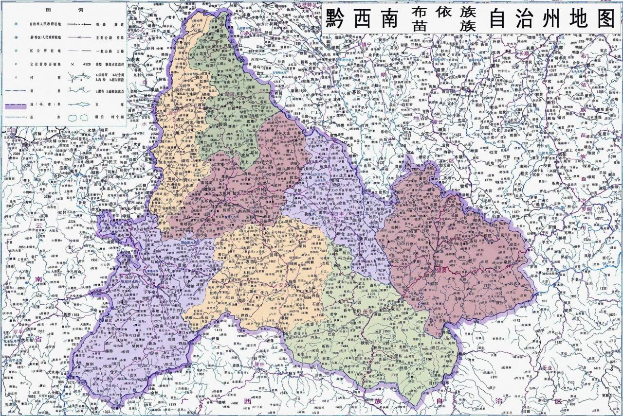 黔西南布依族苗族自治州地图