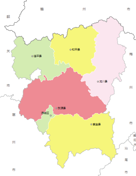 河源市行政区划图 