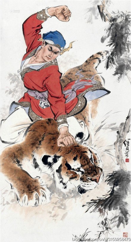 写意人物武松打虎