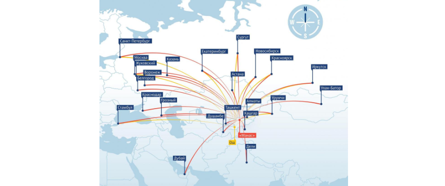 奥什国际机场航线图
