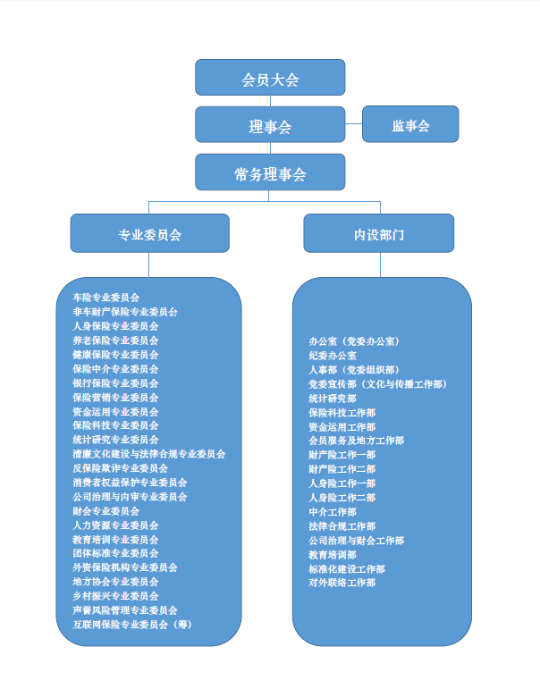 中国保险行业协会组织架构图 