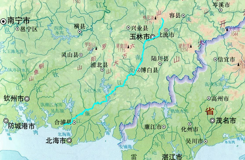 南流江干流图