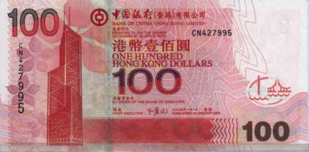 中国银行发行的100元港币
