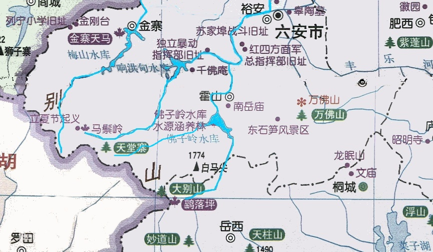 淠河干流走向及水系