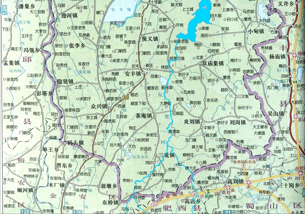 东淝河河道走向及水系分布