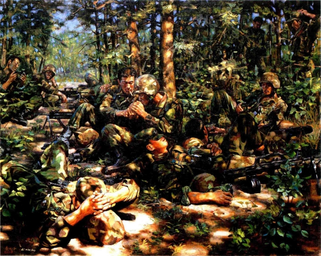 三伏天一驻训的日记（油画） 