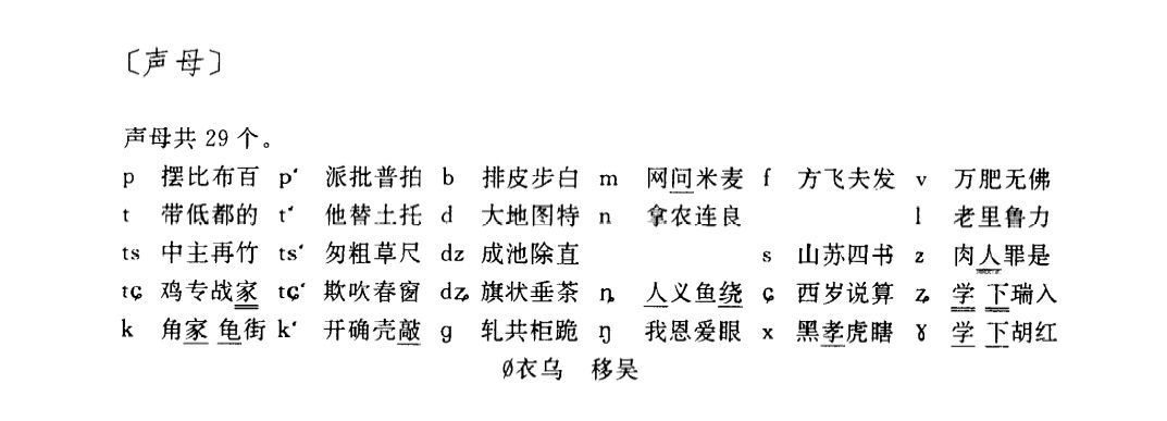 四甲方言声母表