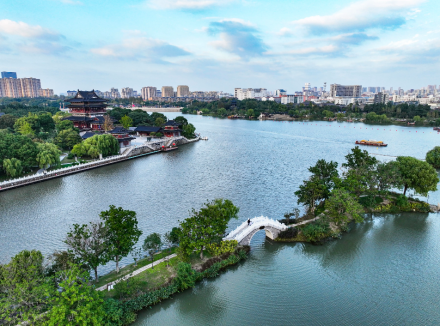 江苏泰州凤城河景区（无人机照片） 