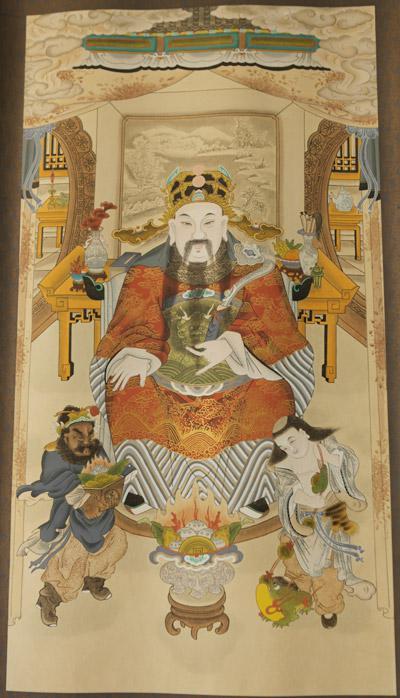 高密扑灰年画：《文财神》吕蓁立绘制