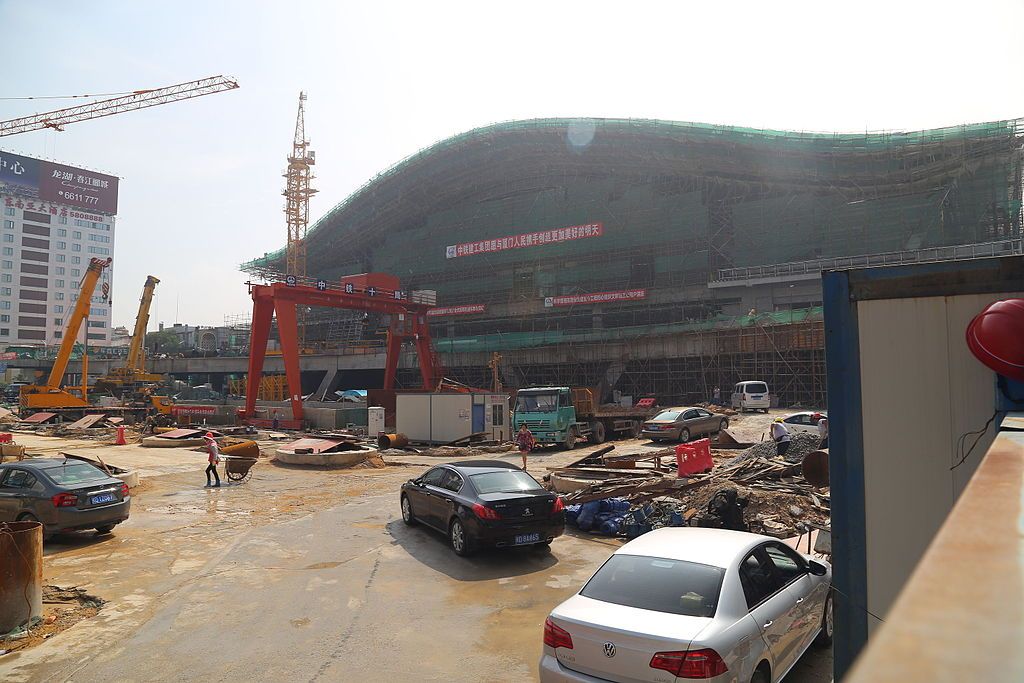 重建中的厦门站北站房，2015年