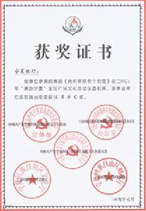 宁夏银行获奖证书