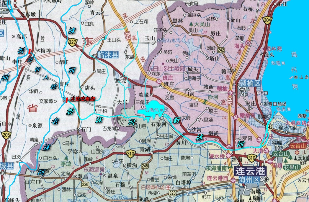 新沭河的位置及水系分布