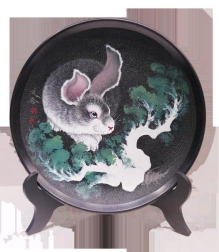 黑陶作品：玉兔呈祥 