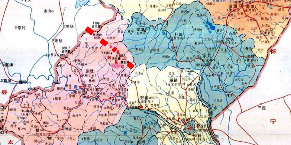 天柱山地理位置及走向范围