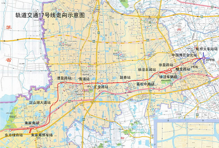 上海地铁17号线线路走向图 