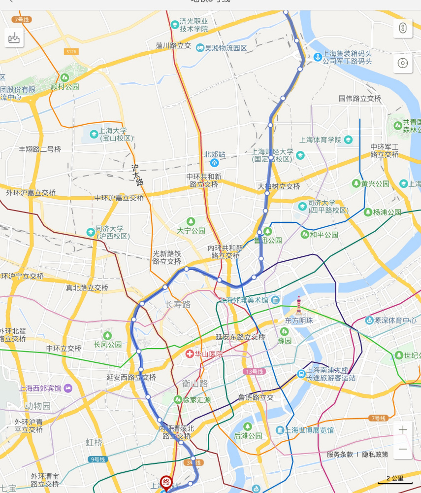 上海地铁3号线线路走向图