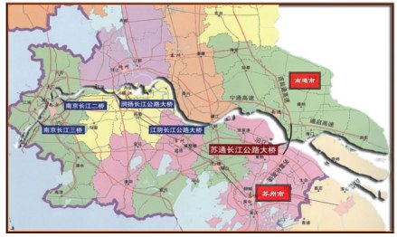 苏通大桥位置示意图